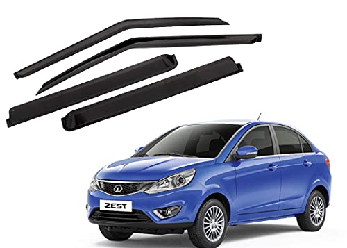 Image of CAR SAAZ Unbreakable Door Visor for Zest (2014-2019)(Set of 4Pcs)|Chrome Lined Wind /Rain Deflector|Stylish & Durable
