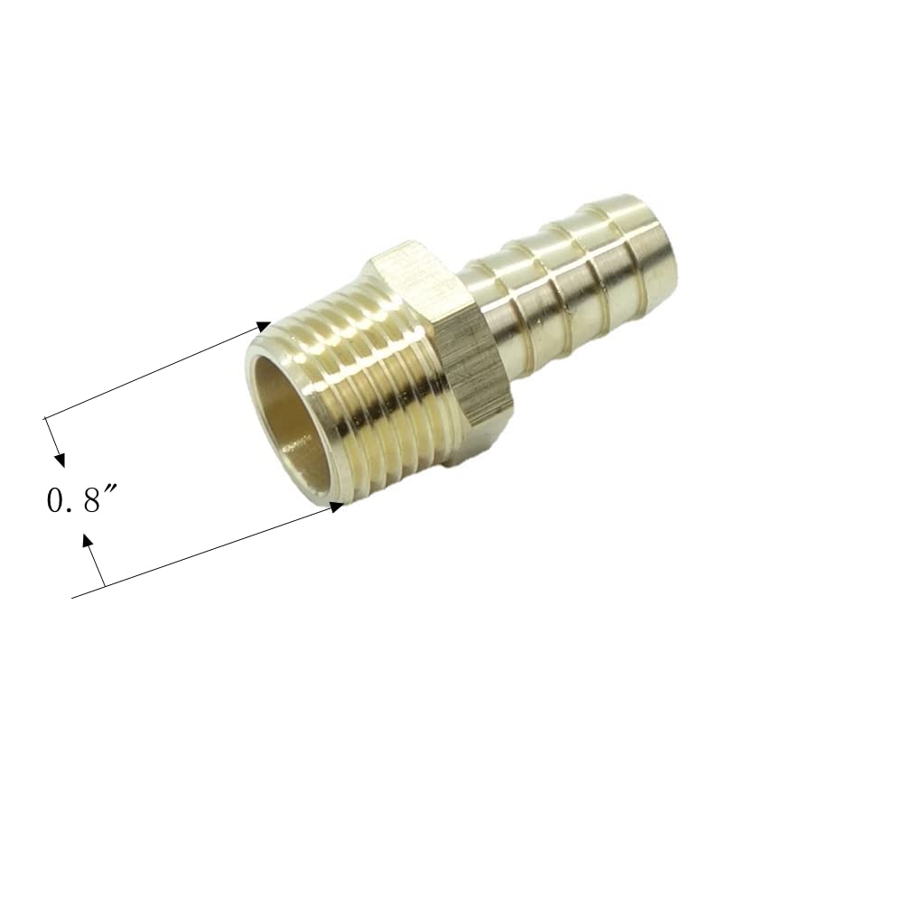5 Pcs Brass Hose Barb Fittings 1/2" Barb to 1/2 NPT Male Pipe Adapter — view 2