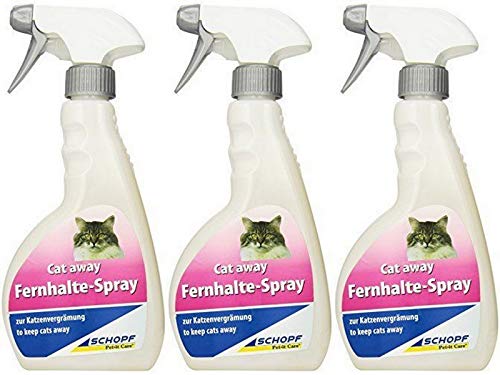 3 x Schopf Cat Away Fernhaltspray Doppelpack je 500 ml in Sprühflasche für Innen und Außenbereich