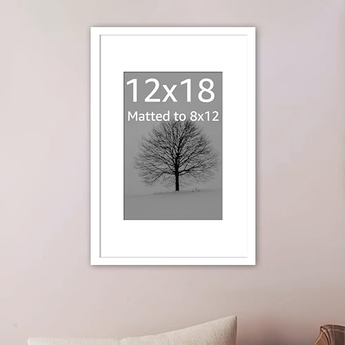 Image of Art Street Synthetic Document Large Size Wall Photo Frame, Set of 1 Big Frames For Wall Artwork, Certificates, Picture & Photographs Home Decor (12x18 Inch, Matted To: 8x12 Inch, White)