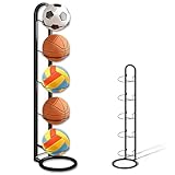 RNPKZ Ballständer, 5 Stufiger Ball Aufbewahrung, Ballaufbewahrungsregal Basketball Holder, Abnehmbares Standing Rack Halter, Stehendes Ballregal für Basketball, Fußball, Volleyball, Rugby (Schwarz)