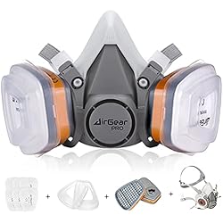 Elementos De Proteccion Respiratoria AirGearPro M-500 Máscara Respiratoria Reutilizable, Antipolvo, Antigás con Filtros para Pintar, Construcción, Bricolaje, Lijado