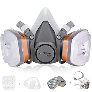 AirGearPro M-500 Atemschutzmaske mit A1P2 Filter, Gasmaske Staubfilter für Lackieren, Arbeiten, Schleifen, Feinstaub