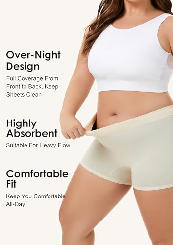 Image of YESWEL Overnight Period Shorts For Women, Leak-proof, Heavy Flow, Menstrual Absorbent Boyshorts