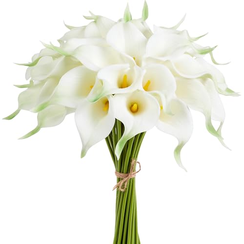AWARDSEN 12Pcs White Calla Lily Artificial Flowers for Wedding Bouquet