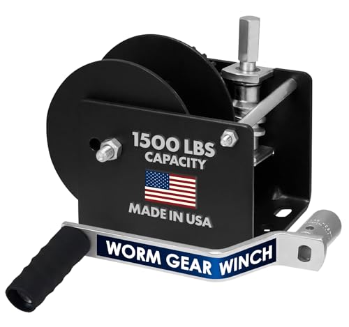 Dutton-Lainson Company - Worm Gear Winch (WG1500HEX) with 5/8" Hex Drive - Rust-Resistant Finish for Heavy Equipment, Lifting and Trailers - 1500 lb Capacity, 40:1 Gear Ratio, Drill or Manual Use