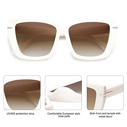 SOJOS Big Large Oversized Cat Eye Sunglasses for Women, 70s Trendy Plus Size Designer Shades SJ22314