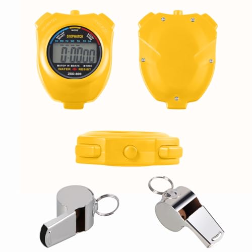 Vicloon Sport Stopwatch Timer, Professional Digital Sport Timer with Stainless Steel Whistle, Large LCD Display Suitable for Football, Basketball, Running, Swimming, Fitness and More (Yellow) - Image 6