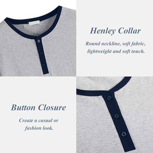 Men's Pajama Set with Henley Neckline 100% Cotton Soft and Comfortable Nightwear 2-Piece Lounge Set4