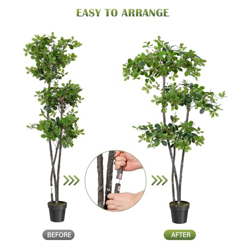 GarveeHome Artificial Plants Indoor, 6FT Fake Black Olive Tree with 100 LED Lights Tall Fake Plants in Plastic Nursery Pot Fake Tree Artificial Trees for Home Decor Office Living Room