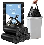 XIYOO Müllbeutel 20L mit Tragegriff 75 Stück Schwarz Mülltüten Blickdicht Müllsäcke Reißfest Abfallbeutel mit Zugband