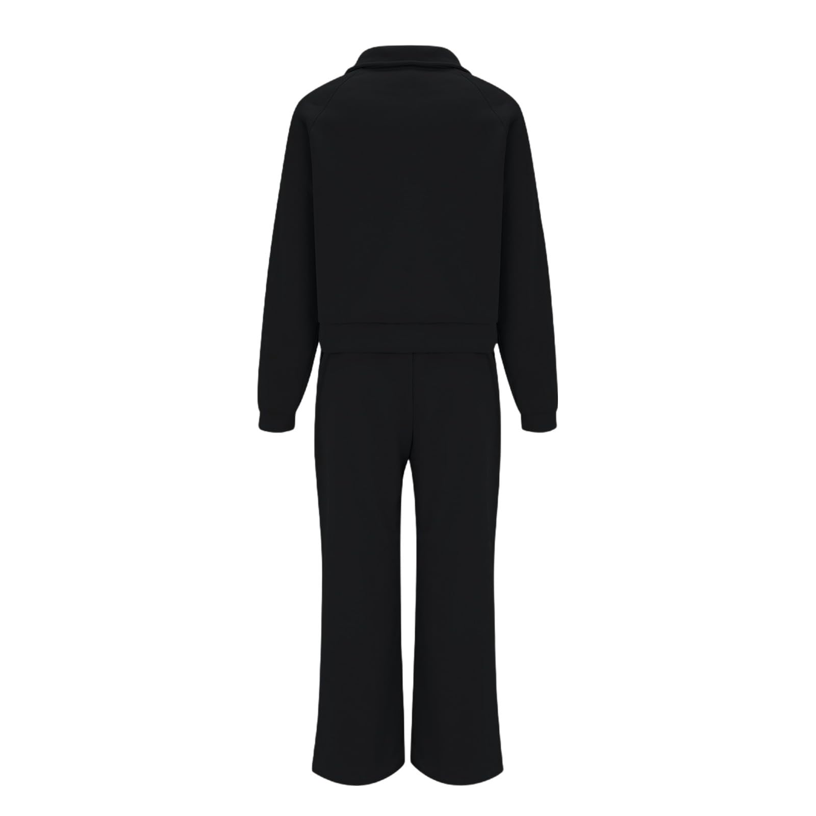 Generico Survêtement surdimensionné pour femme, demi-fermeture éclair, sweat et pantalon taille haute avec poches, tissu doux, deux pièces, polyvalent, pour la détente à la maison et les sorties