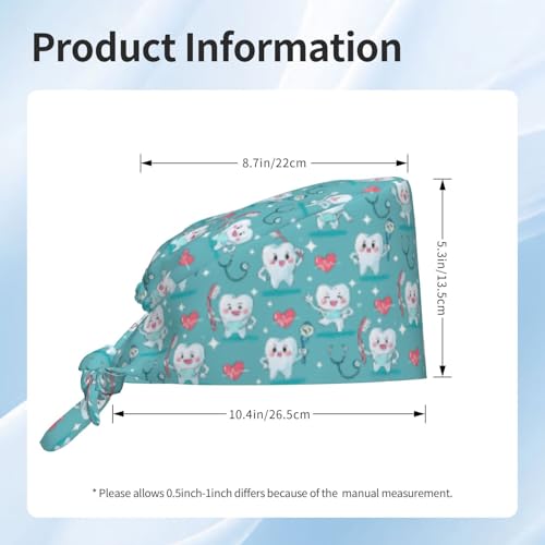 Image of Working Cap Scrub Cap with Sweatband Adjustable Unisex Tie Back Hat for Cleaning Farm Nursing
