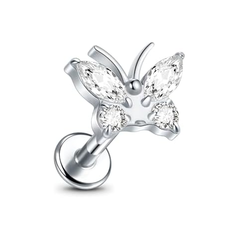 Aumeo Titanium Labret Stud 16G 8mm Labret Piercing Jewelry for Lip Tragus Helix Earring Stud Cover