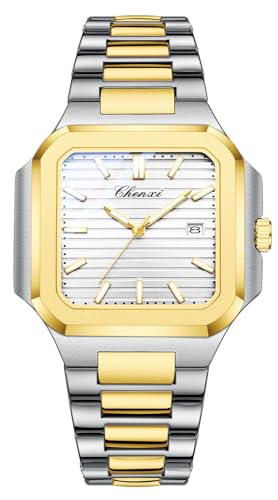 Montre en acier inoxydable argenté avec calendrier date et aiguilles lumineuses