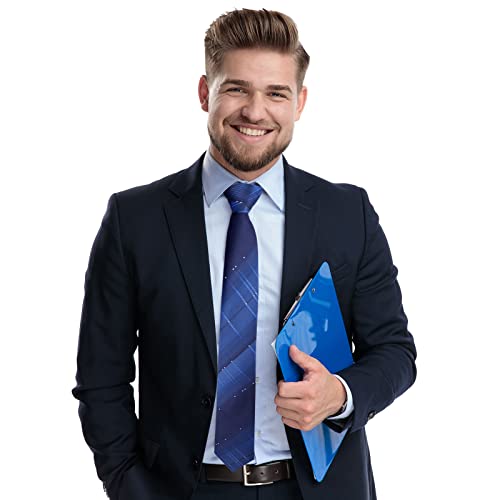 Janmercy 6 Pcs Clip on Tie for Men Clip on Easy Necktie Striped Solid Plaid Dots Mixed Lot Tie for Office School, 20 Inch (Classic Color,Fresh Style)