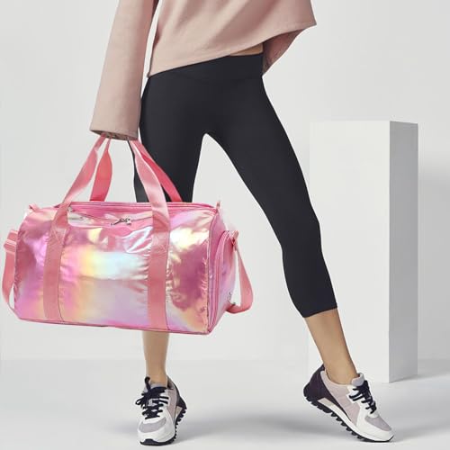 Gym Bag Sports Duffle Bag with Wet Pocket Weekender Overnight Bag with Waterproof Shoe Pouch and Air Hole for Girls Kids Women Travel Foldable Bag2