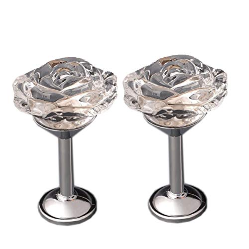 YYC 2 Stück Kristall Rose Blume Medaillon Drapery Holdback Curtian Wandhaken Vorhangstange (Silber)