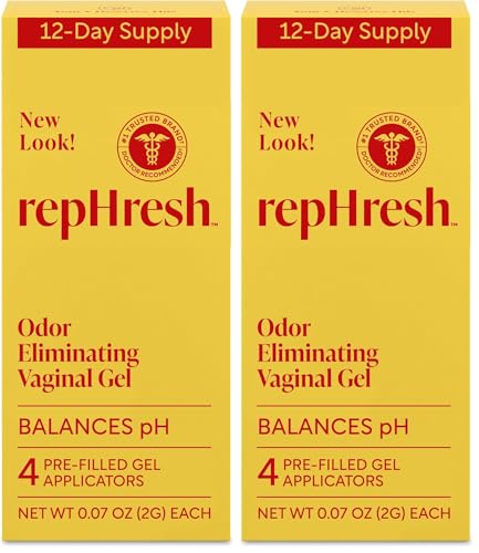 Image of Rephresh Odor Eliminating Vaginal Gel, Fragrance Free, Balances Vaginal pH, Odor Control Up to 3 Days, 4 Pre-Filled Applicators (Pack of 2)