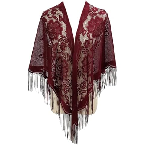 LMVERNA Shawl Wraps for Women New Nylon Hollow Solid Color Breathable Tassel Triangle Scarf Shawl Cover