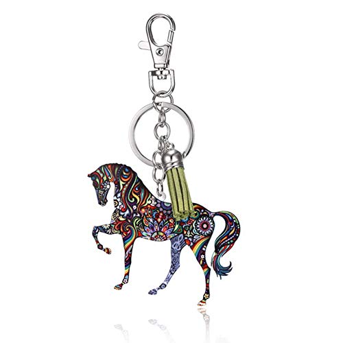 Preisvergleich Produktbild Kentop Schlüsselanhänger Schlüsselhalter mit Buntes Pferd Anhänger Schlüsselring Key Ring Kleines Geschenk (Pferd)