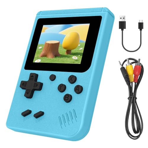 Image of Handheld Games Console for Kids,Built-in 400 Retro Video Games,Portable Video Gaming Player,3.0 Inch IPS Screen and Rechargeable Battery-Blue