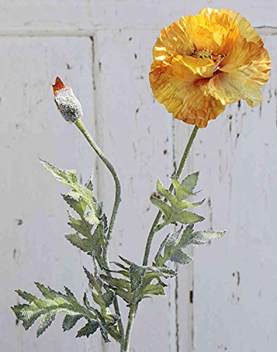 artplants.de Fleur en Tissu Coquelicot Leia, Jaune-Orange, 75cm - Faux Coquelicot - Fleur synthétique Cover