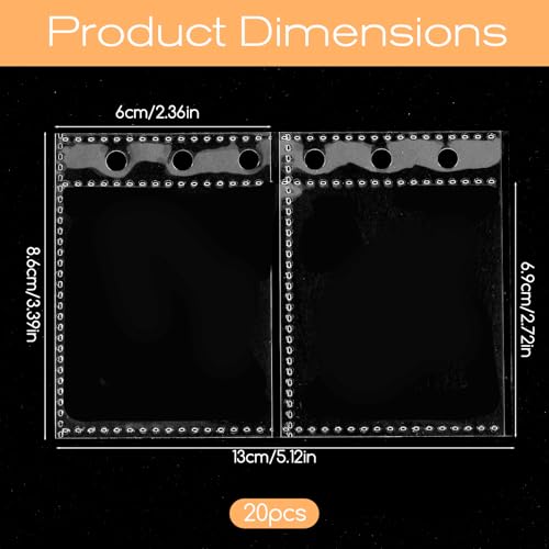 20 Stück A7 Binder Taschen Klarsichthüllen für 6-Ring-Ordner, A7-Ordnertaschen, durchsichtige Seitenhüllen, Plastikhüllen für Stempelkarten, A7-Ordner-Einlagen, Organizer-Zubehör