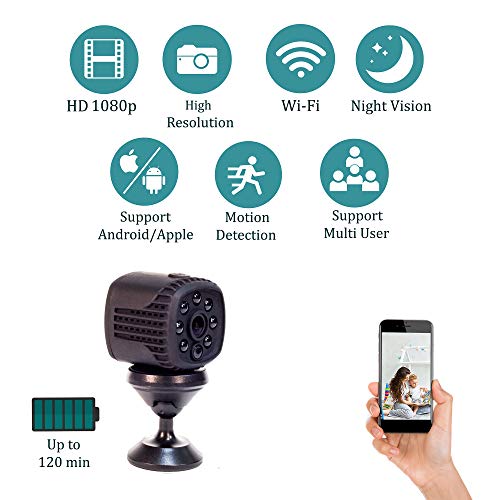 Mini Spy Camera, Hidden Wireless WiFi Cam Motion Detection, Auto Night Vision ,Portable