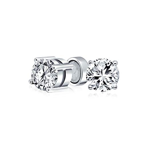 1 CT Round Cubic Zirconia Solitaire AAA CZ Brilliant Cut Magnetic Clip On Stud Earrings For Women Non Pierced 925 Sterling Silver