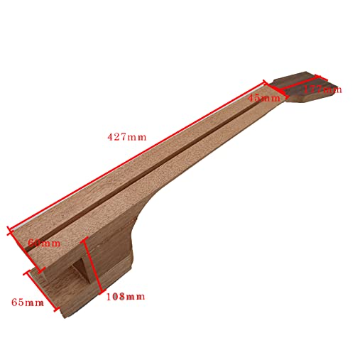 Huatool Mahogany Okoume For Acoustic Guitar Neck Rosewood Head Plate Dovetail 650 Chord Length Semi-Manufactures Neck 600 * 120 * 120Mm Diy Guitar Part(A Piece) #TOP1