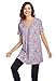 Woman Within Plus Size Perfect Printed Short-Sleeve Shirred V-Neck Tunic - 2X, White Painterly Bloom
