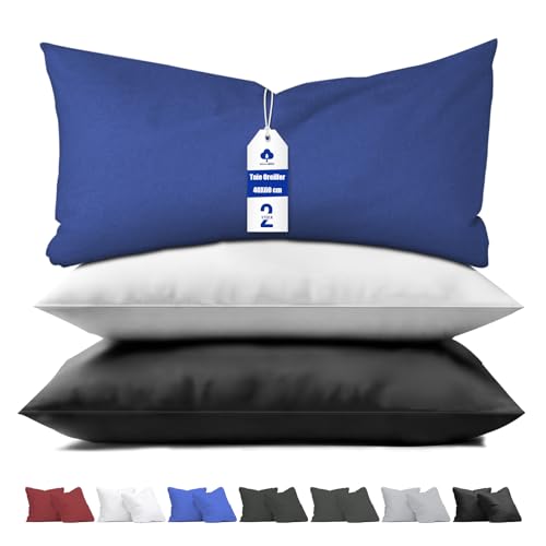 aboveBED Taie d'oreiller 40x60 (Lot de 2), Housse Coussin Bleu Foncé, Oreiller en Jersey 100% Polyester, Fermeture éclair Dissimulée sur Le côté Long, Taie d'oreiller Douce et Respirante 40 x 60 cm