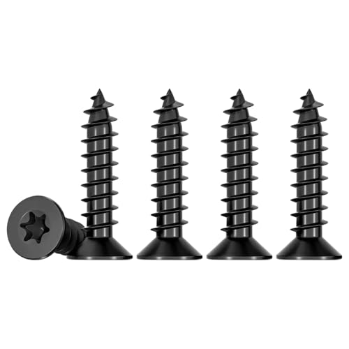 Drenky 50 tornillos para madera Torx negros, tornillos M3 x 20 mm, con cabeza avellanada, de acero inoxidable A2, rosca completa, tornillos autorroscantes, tornillos universales Torx TX10