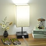 Cotanic 3-Way Dimmable Touch Control Bedside Lamp, Table Lamp for Bedroom,2 USB Charging Ports,2 AC