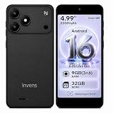 invens TK02 Móvil Libre 4G, Smartphone Android 16 Go, Telefonos Moviles de 5,0'', 9GB RAM (3+6) + 32GB ROM, Dual SIM, TF 256GB, Cámara 8MP+5MP, Batería Extraíble, USB-C/OTG/3.5mm/GPS, Negro
