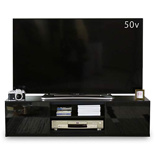 DORIS ドリス テレビ台 ローボード 幅120cm 前面鏡面仕上げ 50型 組立式 ブラック ルクス120 【13335】