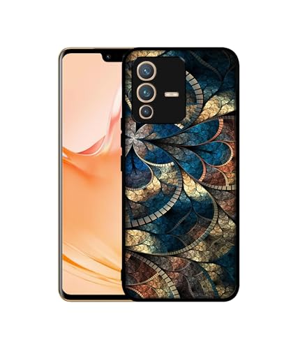 Image of Fractional Pattern Design Premium 2D Printed Metal Back Case Cover for Vivo V23 Pro 5G