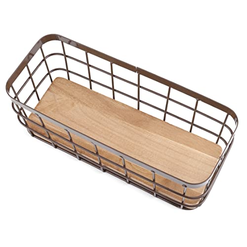 Dicunoy 2 Pack Small Wire Baskets, Narrow Rustic Storage Multipurpose Basket,Farmhouse Rectangle Bathroom Counter Organizer Tray for Kitchen Countertop, Pantry, RV,Office Decorative, 25.5 x 10 x 10cm - Cosy Home Interiors Dicunoy 2 Pack Small Wire Baskets, Narrow Rustic Storage Multipurpose Basket,Farmhouse Rectangle Bathroom Counter Organizer Tray for Kitchen Countertop, Pantry, RV,Office Decorative, 25.5 x 10 x 10cm - Image 3