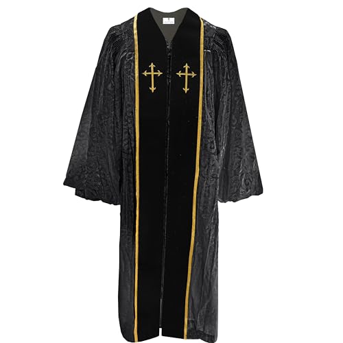 GradPlaza Luxury Clergy Robe with Embroidered Cross for Pastor Ministry