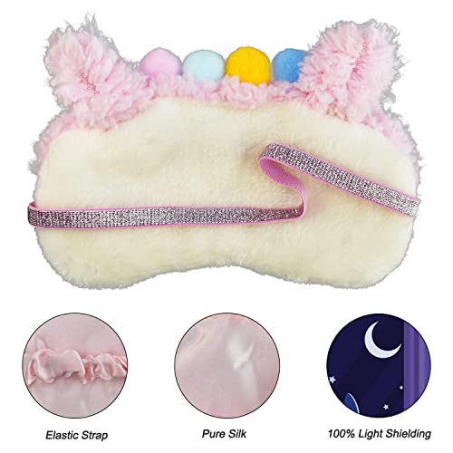 Mezeic Sleep Mask Cute Design For Sleeping, Cartoon Soft Plush Blindfold Funny Animal Eye Cover For Girls Teens Women And Adult Eye Shade (Pink Alpaca) #TOP4