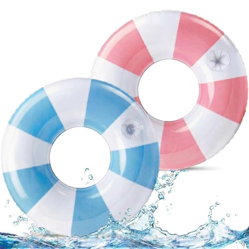 PullCrease 2 Pcs 42" Large Pool Float with Cup Holder, Pink, Blue by PullCrease - Used condition - US$16.07
