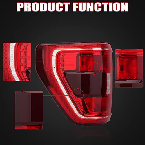 Jskapa Tail Light Assembly For 2021 2022 Ford F150 Xlt Rear Brake Lamp Halogen Type Blind Spot Left Driver Side #TOP3