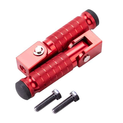 Image of Motorcycle Foot Pegs, Foldable Footpegs Pedals 90 CNC Passenger Footrests Minibike M8 Install Bolts Fit for Dirt Bike Foot Pegs Yamah a, H0NDA, Su zuki, Aprili a Universal Folding Foot Pegs red