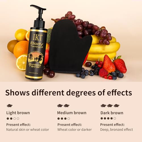Image of FUNAN Self Tanner Tanning Oil Kit, Deep Moisturizing Sunless Tanner with Application Mitt, Even & Natural Bronzing Self Tan for Face & Body, 3.38 fl oz
