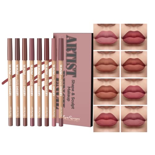 8pcs Nude Lip Liner Makeup Set - Waterproof & Smudge-Proof