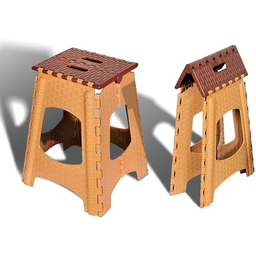 YORKSHIRE HOMEWARE Tall Folding Step Stool | Large Heavy Duty Plastic Folding Step | Space Saving Folding Stool | Lightweight Step Stool | Easy Carry Foldable stepping Stool for Indoor Outdoor