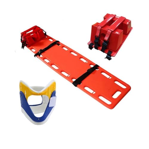 Tabla espinal Plegable con inmovilizador de Cabeza y Soporte Cervical - Camilla de Rescate de Emergencia portátil, Tablero de PE Flotante para Primeros Auxilios y Uso en ambulancias, Ligera
