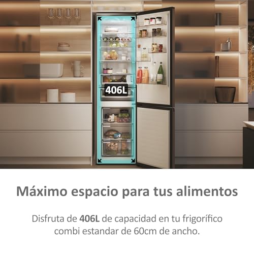 Miniatura 3 de Haier 2d 60 Series 5 Pro Hdpw5620dnpk - Frigorífico Combi, Wifi, Funciones Inteligentes, 409l, My Zone, Cajón Humidity Zone, Total No Frost, Ancho 59,5cm, Motor Inverter, Luz Led, Inox