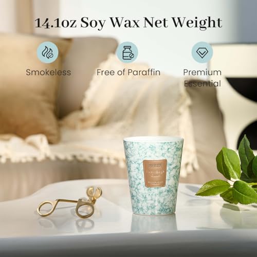 Image of M&SENSE Fresh Sage Citrus Scented Soy Candle, 3 Wick Highly Scented 14.1 Oz 75H, Aromatherapy Christmas Gift for Women and Men